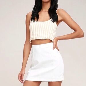 FREE PEOPLE White Denim Jean Mini Skirt Y2K 2000s Retro Girly Cottagecore Size 4